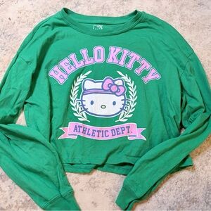 Hello Kitty Green Long Sleeve Crop Top